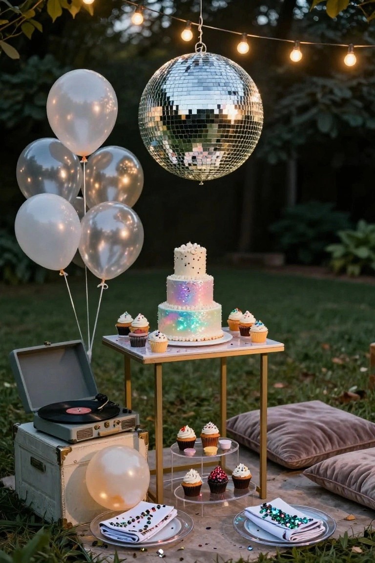 Disco Dessert Table Setup