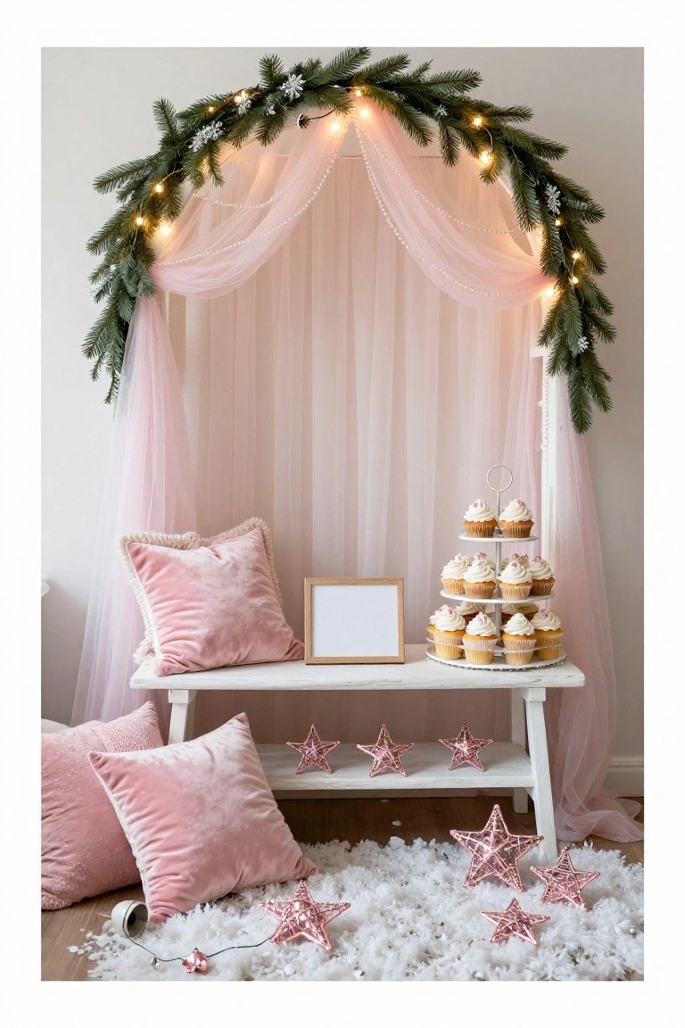 Pink Christmas Arch Backdrop